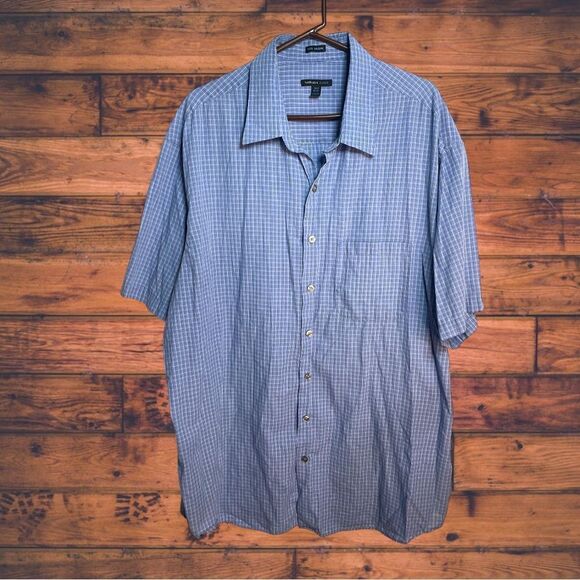 5 for $25🔥Van Heusen Blue Plaid Button Front Short Sleeve Shirt 3XLT - Picture 1 of 4